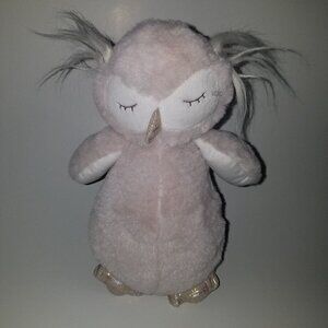 Floral Services Tan/Gray Owl Plush Lovey Sleeping Bird 10" Stuffed Toy Greige